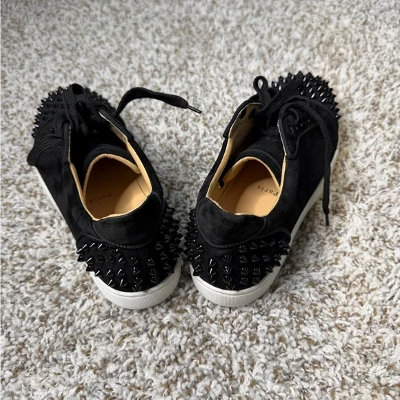 Christian Louboutin Black Suede Spiked Sneakers